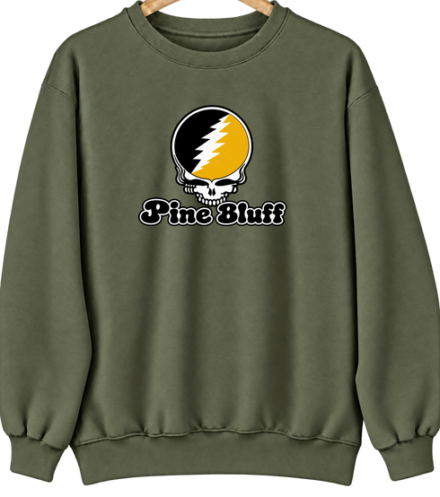 Pine Bluff Stealie Premium Unisex Crewneck — Design: Arkansas at Pine Bluff University of — Military Green