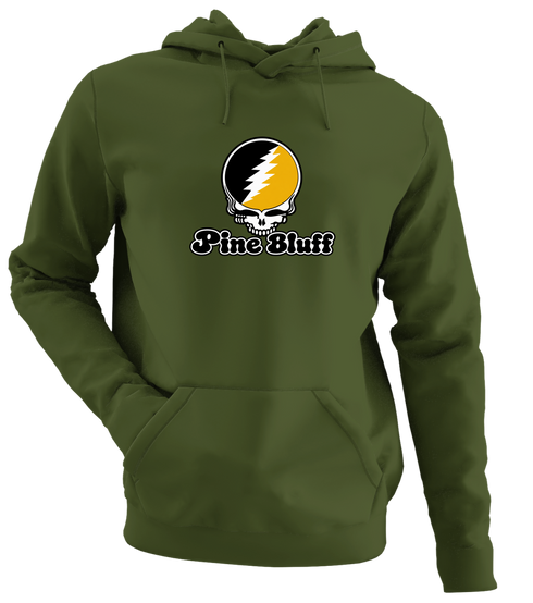 Pine Bluff Stealie Premium Unisex Hoodie — Design: Arkansas at Pine Bluff University of — Military Green