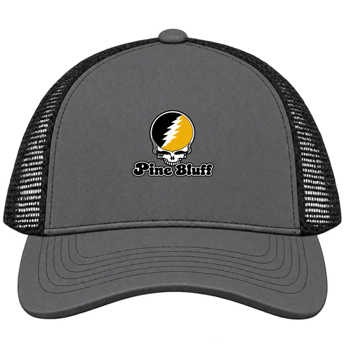 Pine Bluff Stealie Premium Unisex Trucker Cap — Design: Arkansas at Pine Bluff University of — Charcoal/Black