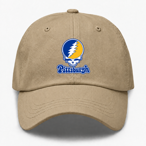 Pittsburgh Stealie Premium Unisex Dad Hat — Design: Pittsburgh University of — Khaki