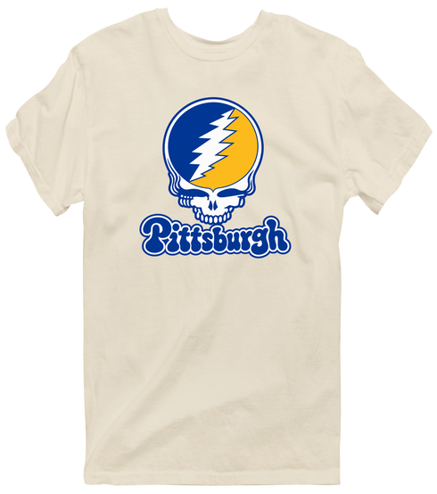 Pittsburgh Stealie Premium Unisex T-Shirt — Design: Pittsburgh University of — Sand