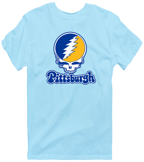 Pittsburgh Stealie Premium Unisex T-Shirt — Design: Pittsburgh University of — Light Blue