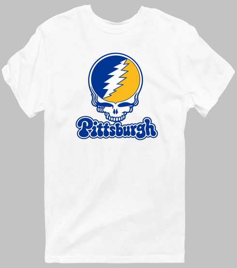 Pittsburgh Stealie Premium Unisex T-Shirt — Design: Pittsburgh University of — White