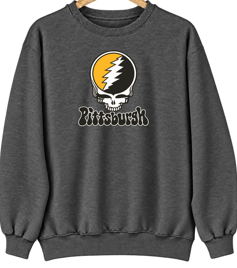 Pittsburgh Baseball Stealie Grateful Dead Crewneck — Pittsburgh Pirates — Dark Heather