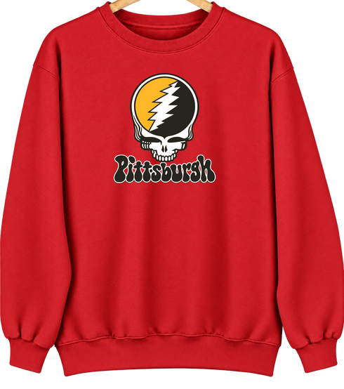 Pittsburgh Baseball Stealie Grateful Dead Crewneck — Pittsburgh Pirates — Red