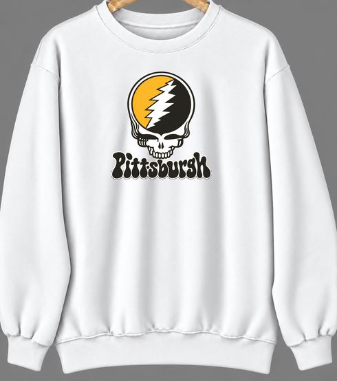 Pittsburgh Baseball Stealie Grateful Dead Crewneck — Pittsburgh Pirates — White