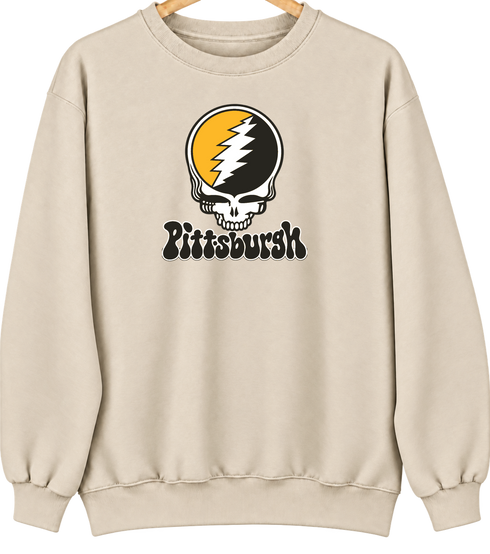Pittsburgh Baseball Stealie Grateful Dead Crewneck — Pittsburgh Pirates — Sand