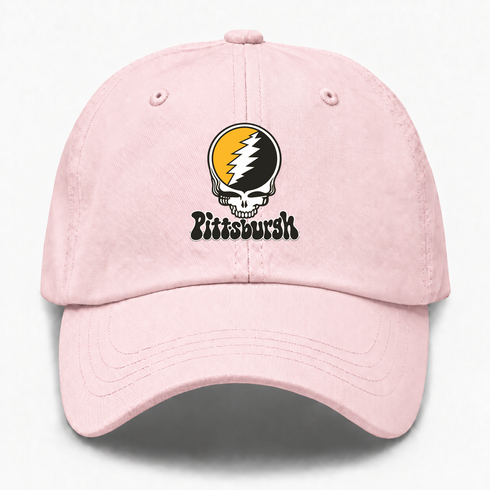 Pittsburgh Baseball Stealie Grateful Dead Dad Hat — Pittsburgh Pirates — Pink