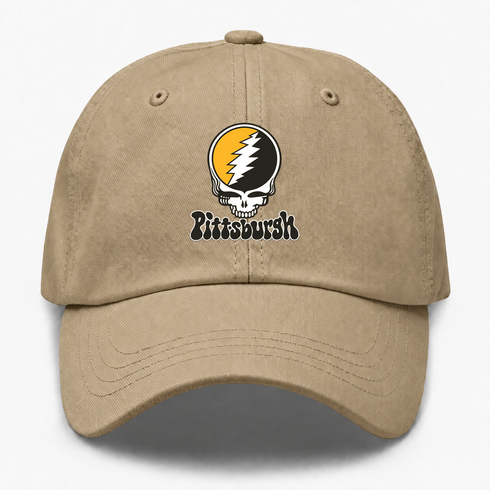 Pittsburgh Baseball Stealie Grateful Dead Dad Hat — Pittsburgh Pirates — Khaki