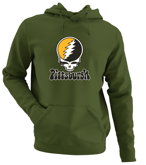 Pittsburgh Baseball Stealie Grateful Dead Hoodie — Pittsburgh Pirates — Military Green