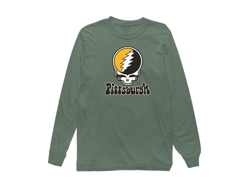 Pittsburgh Baseball Stealie Grateful Dead Long-Sleeve — Pittsburgh Pirates — Light Green