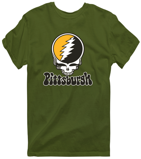 Pittsburgh Baseball Stealie Grateful Dead T-Shirt — Pittsburgh Pirates — Military Green