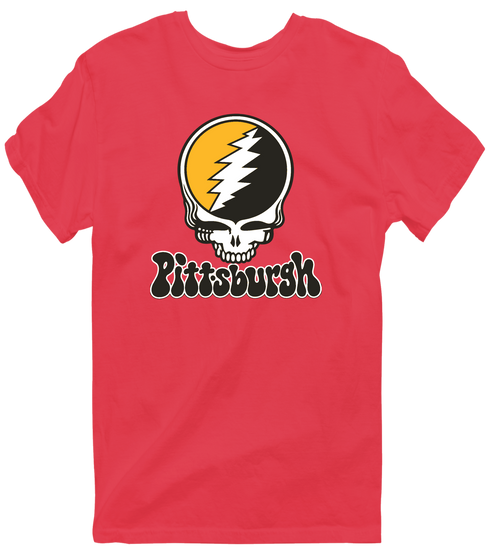Pittsburgh Baseball Stealie Grateful Dead T-Shirt — Pittsburgh Pirates — Heather Red