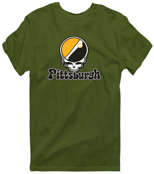 Pittsburgh Baseball Stealie Grateful Dead T-Shirt — Pittsburgh Pirates — Military Green
