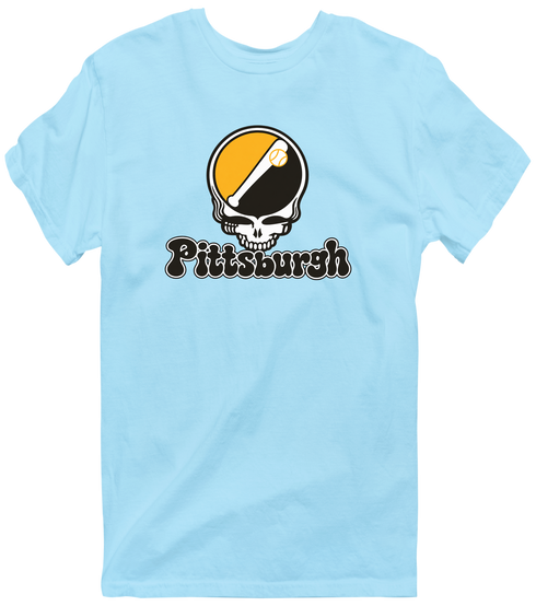 Pittsburgh Baseball Stealie Grateful Dead T-Shirt — Pittsburgh Pirates — Light Blue