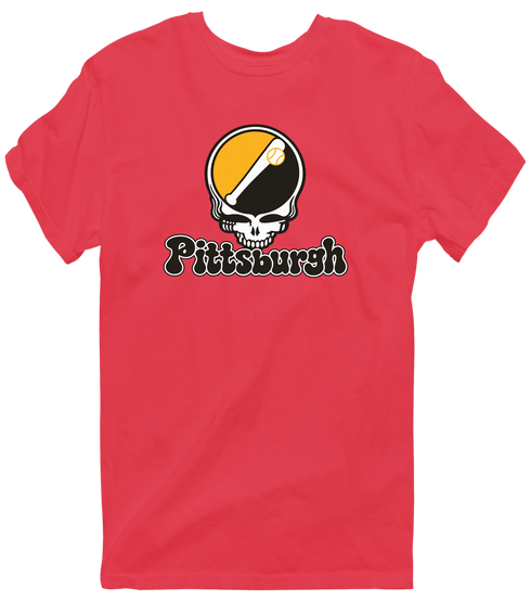 Pittsburgh Baseball Stealie Grateful Dead T-Shirt — Pittsburgh Pirates — Heather Red
