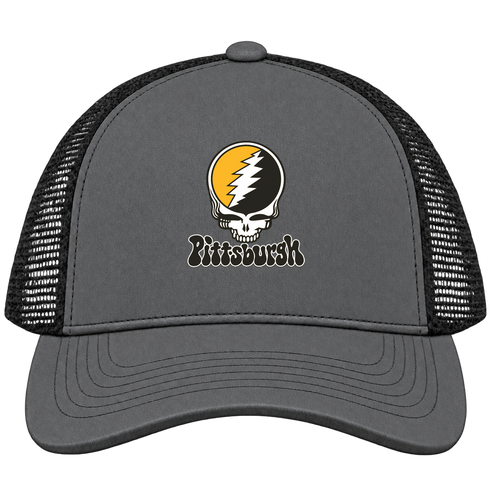 Pittsburgh Baseball Stealie Grateful Dead Trucker Cap — Pittsburgh Pirates — Charcoal/Black