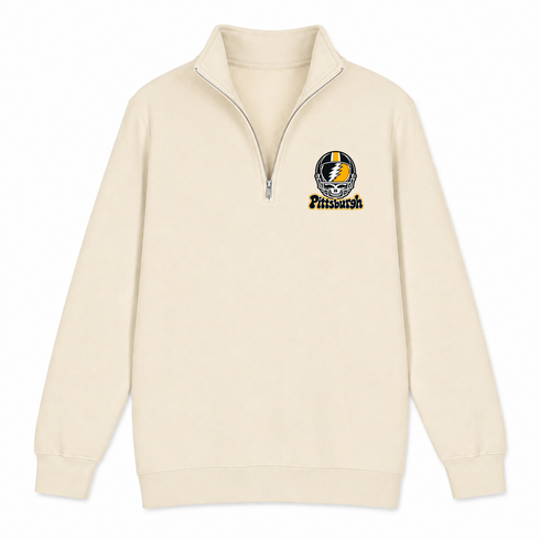 Pittsburgh Helmet Stealie Premium Unisex Quarter-Zip — Pittsburgh Steelers — Sand