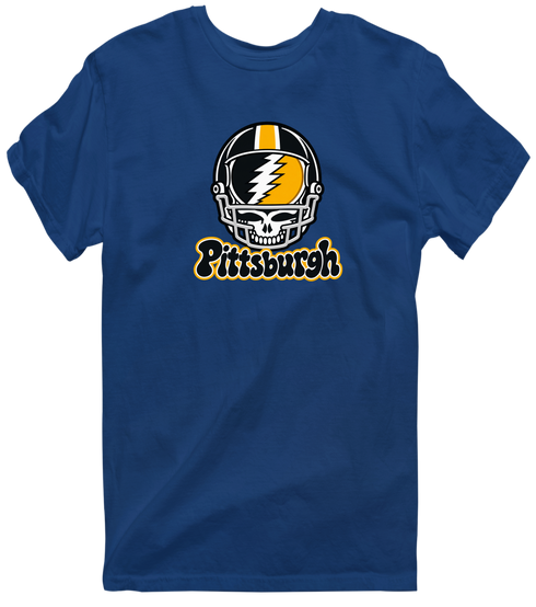 Pittsburgh Helmet Stealie Premium Unisex T-Shirt — Pittsburgh Steelers — Navy