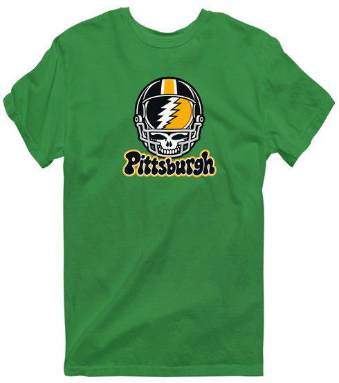 Pittsburgh Helmet Stealie Premium Unisex T-Shirt — Pittsburgh Steelers — Irish Green