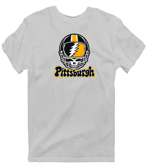 Pittsburgh Helmet Stealie Premium Unisex T-Shirt — Pittsburgh Steelers — Sport Grey
