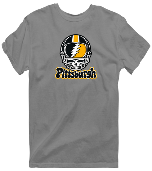 Pittsburgh Helmet Stealie Premium Unisex T-Shirt — Pittsburgh Steelers — Dark Heather