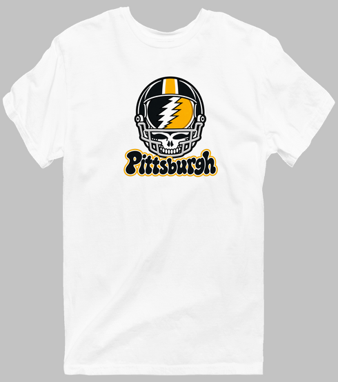 Pittsburgh Helmet Stealie Premium Unisex T-Shirt — Pittsburgh Steelers — White