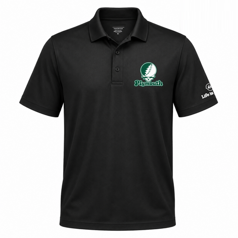 Plymouth Stealie Premium Unisex Polo — Design: Plymouth College — Black