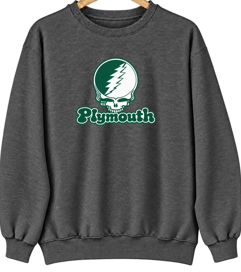 Plymouth Stealie Premium Unisex Crewneck — Design: Plymouth College — Dark Heather