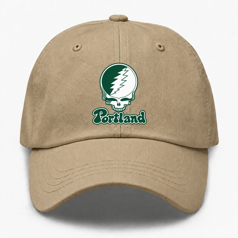 Portland Stealie Premium Unisex Dad Hat — Design: Portland State University — Khaki