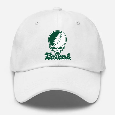 Portland Stealie Premium Unisex Dad Hat — Design: Portland State University — White