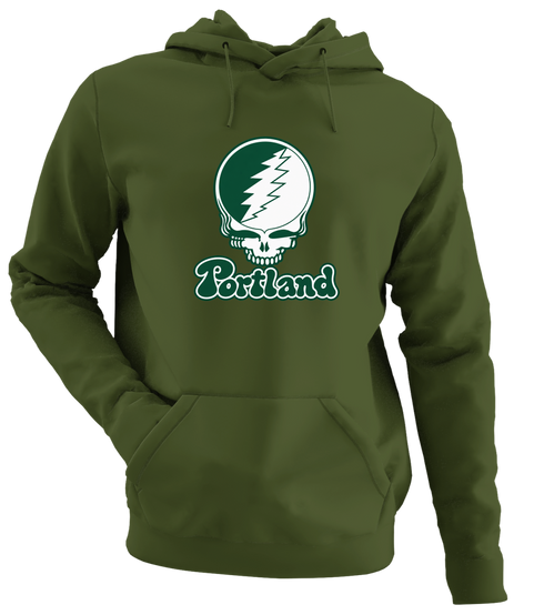 Portland Stealie Premium Unisex Hoodie — Design: Portland State University — Military Green