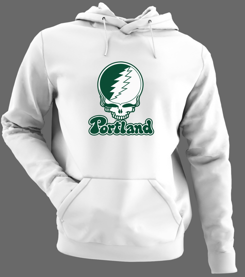 Portland Stealie Premium Unisex Hoodie — Design: Portland State University — White/Grey