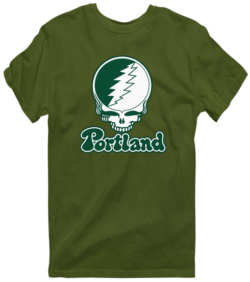 Portland Stealie Premium Unisex T-Shirt — Design: Portland State University — Military Green