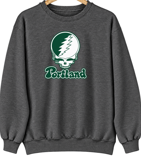 Portland Stealie Premium Unisex Crewneck — Design: Portland State University — Dark Heather