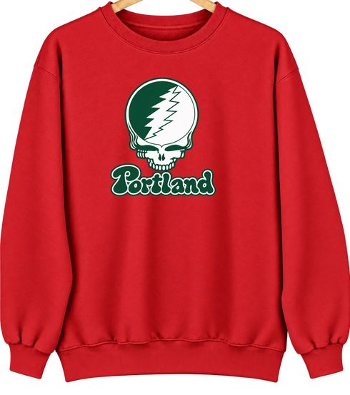 Portland Stealie Premium Unisex Crewneck — Design: Portland State University — Red
