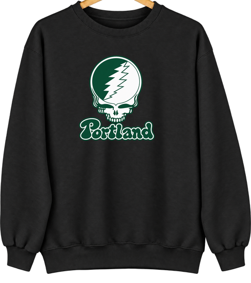 Portland Stealie Premium Unisex Crewneck — Design: Portland State University — Black