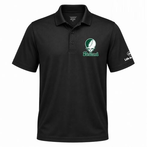 Portland Stealie Premium Unisex Polo — Design: Portland State University — Black