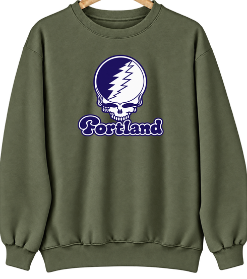 Portland Stealie Premium Unisex Crewneck — Design: Portland University of — Military Green