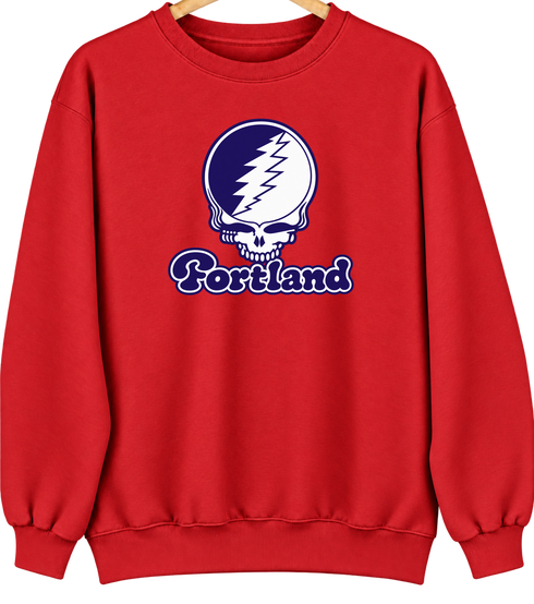 Portland Stealie Premium Unisex Crewneck — Design: Portland University of — Red