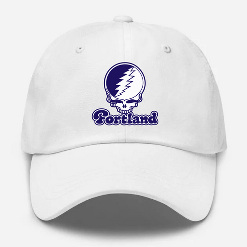 Portland Stealie Premium Unisex Dad Hat — Design: Portland University of — White