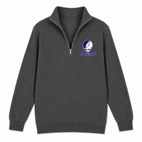 Portland Stealie Premium Unisex Quarter-Zip — Design: Portland University of — Charcoal