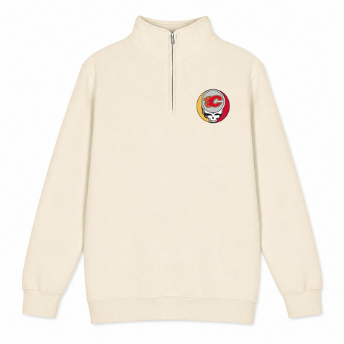 Calgary Flames - Premium Grateful Dead Quarter-Zip Pullover - Sand - 1