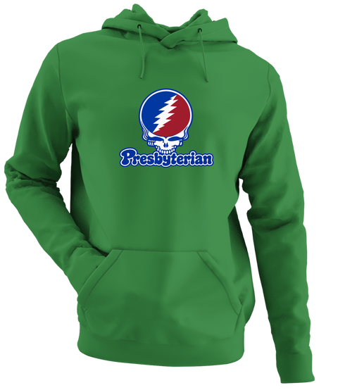 Presbyterian Stealie Premium Unisex Hoodie — Design: Presbyterian College — Irish Green