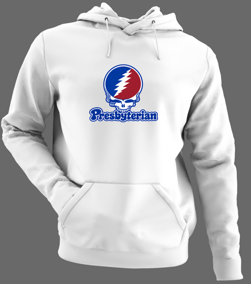 Presbyterian Stealie Premium Unisex Hoodie — Design: Presbyterian College — White/Grey