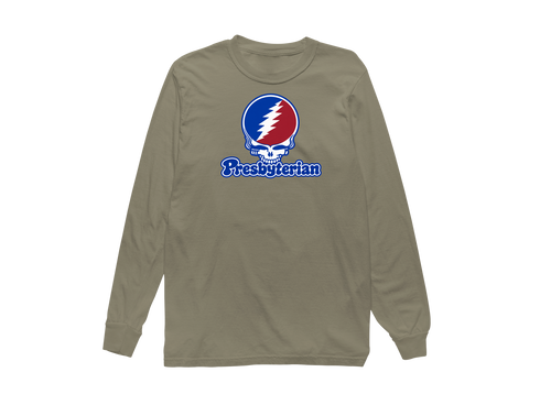 Presbyterian Stealie Premium Unisex Long-Sleeve — Design: Presbyterian College — Sandstone