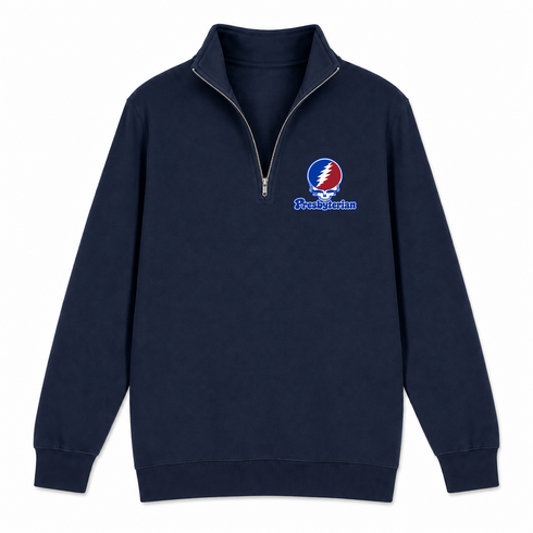 Presbyterian Stealie Premium Unisex Quarter-Zip — Design: Presbyterian College — Navy