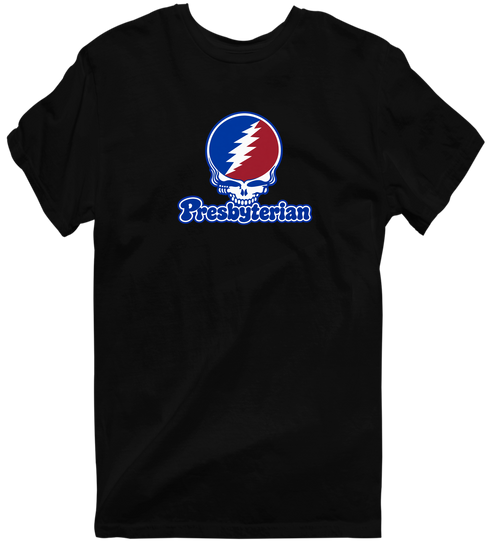 Presbyterian Stealie Premium Unisex T-Shirt — Design: Presbyterian College — Black