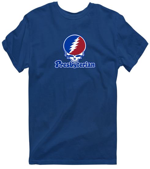 Presbyterian Stealie Premium Unisex T-Shirt — Design: Presbyterian College — Navy