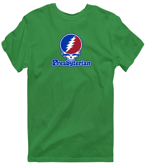 Presbyterian Stealie Premium Unisex T-Shirt — Design: Presbyterian College — Irish Green